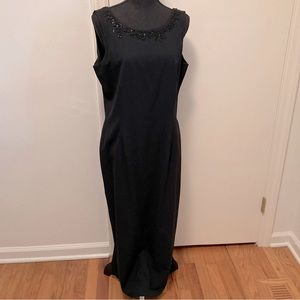 Carole Little Classic Black Maxi Embellished Dress With Stunning Plunging Back